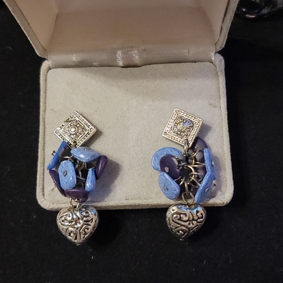 Jewelry - Turquoise and Stainless Heart Earrings